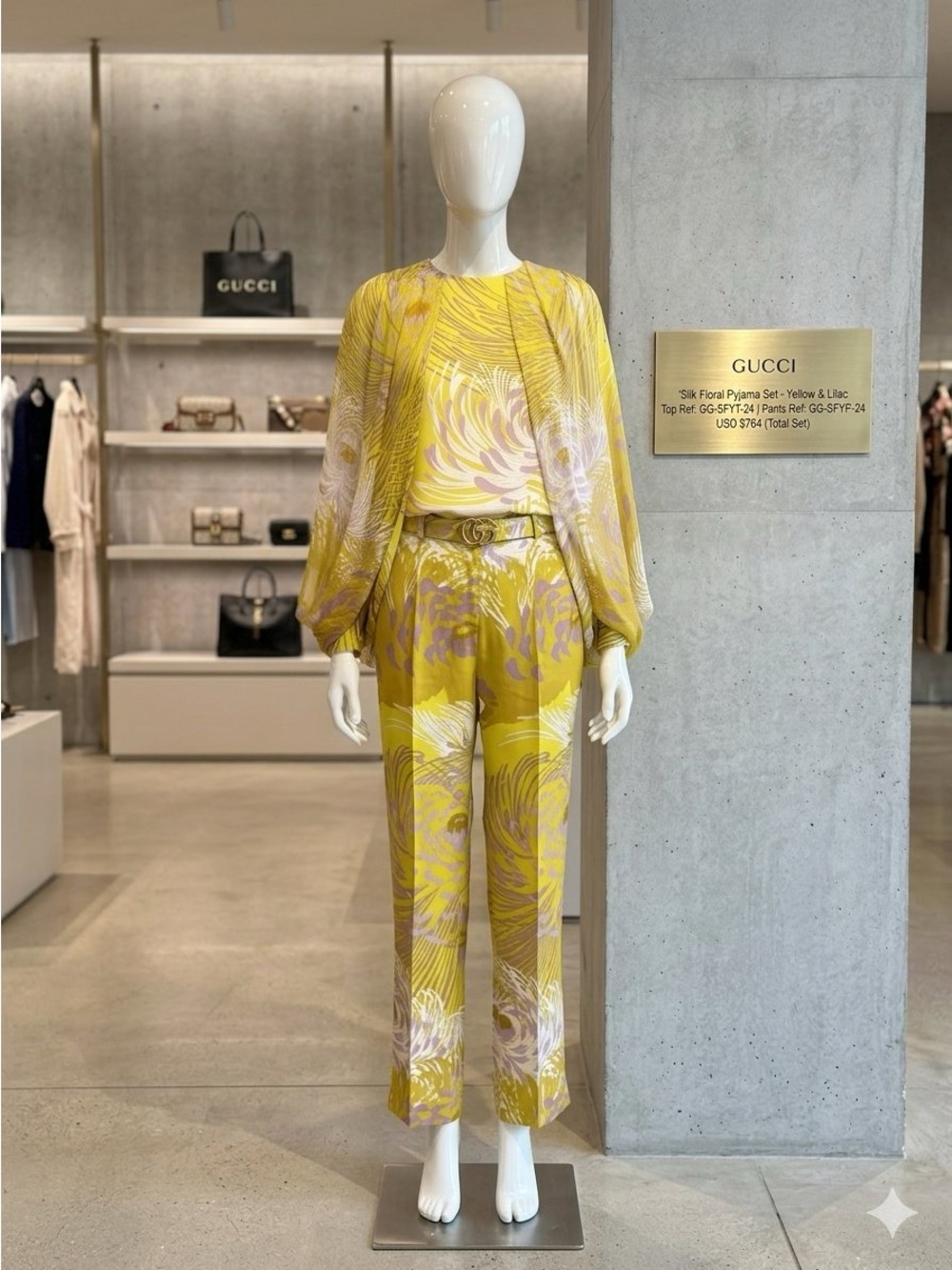 Gucci Yellow and Lilac Floral Silk Top